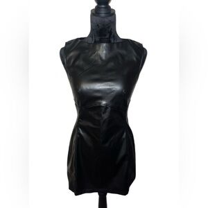 Black Faux Leather Sleeveless Mini Dress- extra small